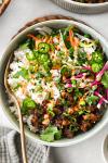 Flavorful Bánh Mì Rice Bowls with Crispy Pork and Pickled Veggies